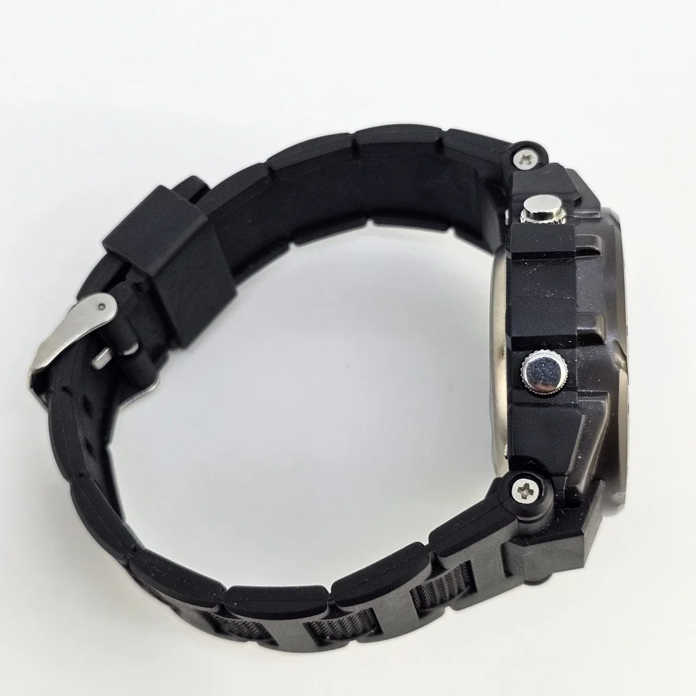 Findtime Men's Analog Digital Sports Watch 45MM Black Plastic Bands New Battery